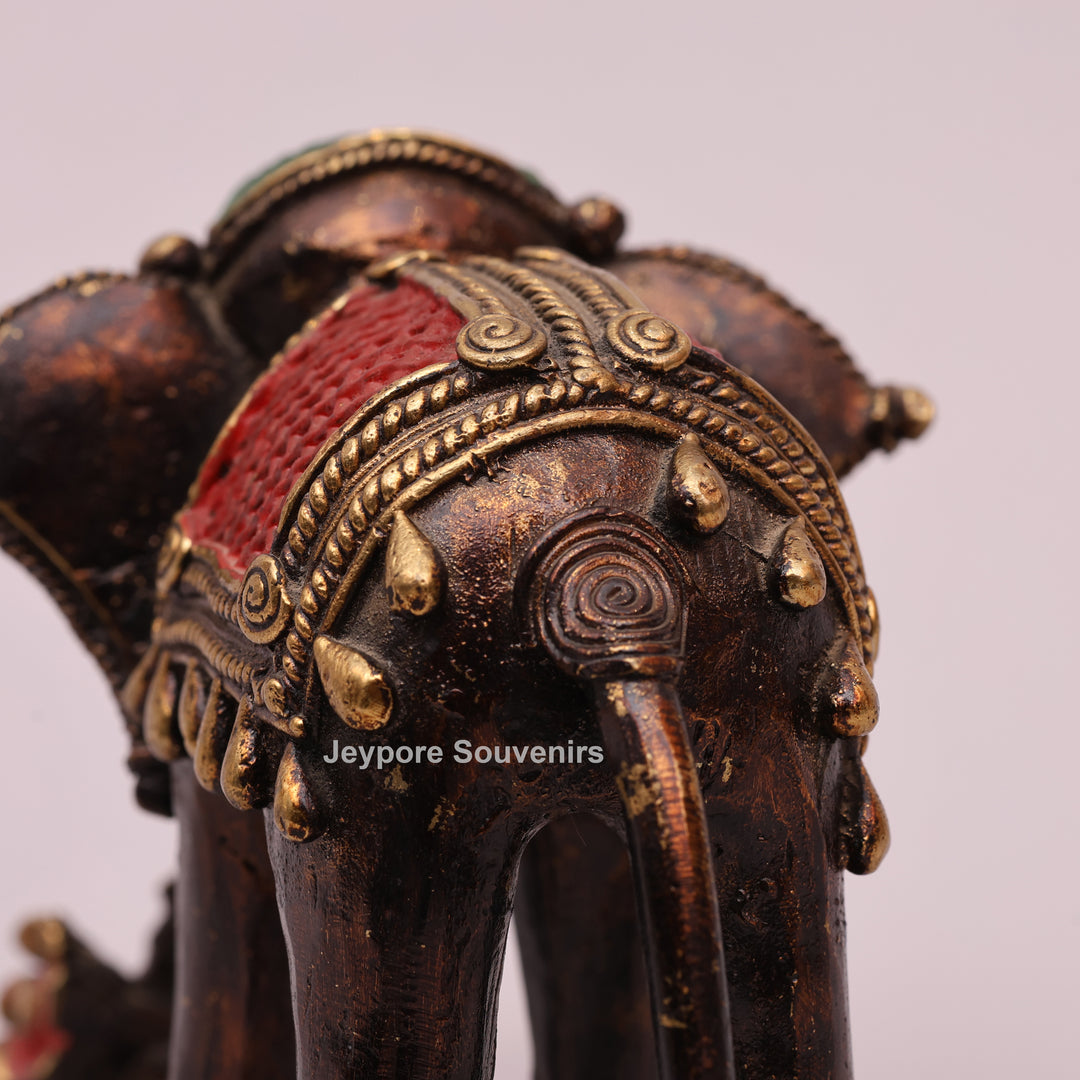 Antique Dhokra Art Decorative Elephant Brass Statue