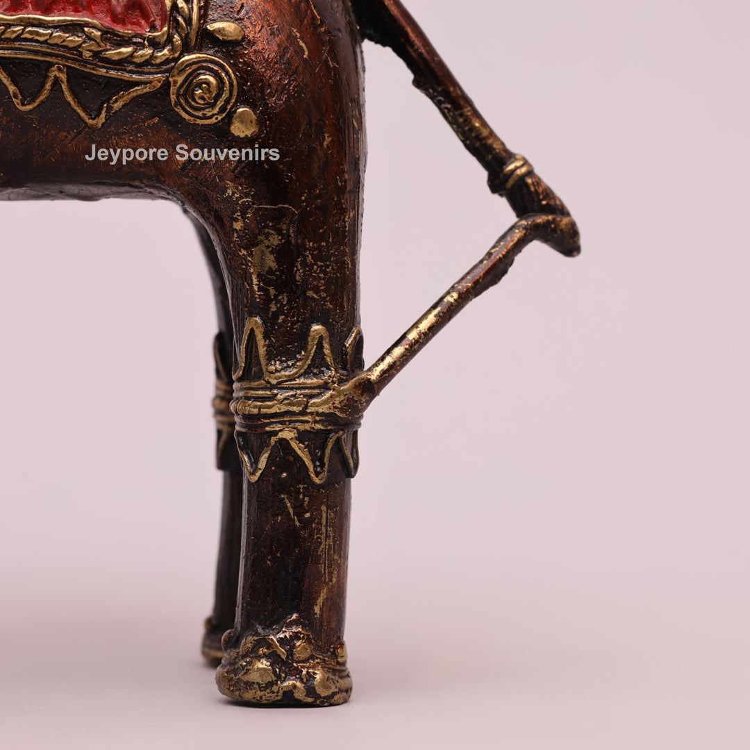 Handcrafted Dhokra Brass Elephant Sculpture with Traditional Tribal Detailing