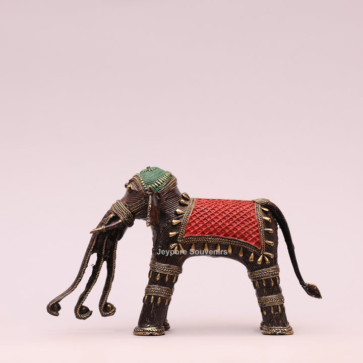 Handcrafted Dhokra Brass Multi-Trunk Elephant Statue