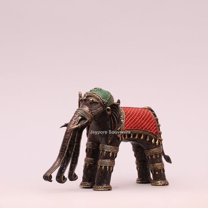 Handcrafted Dhokra Brass Multi-Trunk Elephant Statue