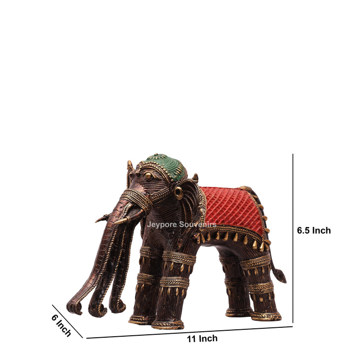 Handcrafted Dhokra Brass Multi-Trunk Elephant Statue