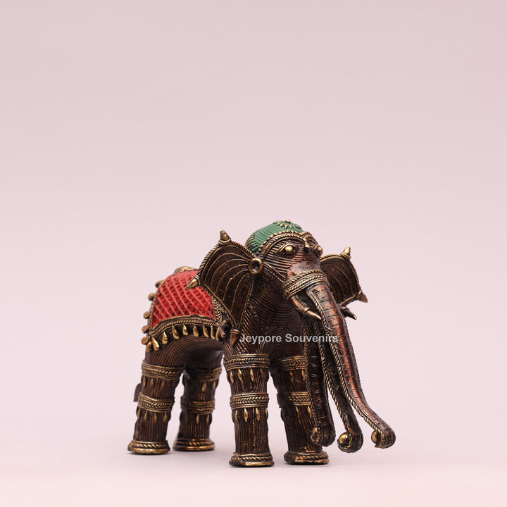 Handcrafted Dhokra Brass Multi-Trunk Elephant Statue