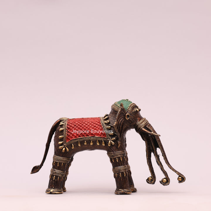 Handcrafted Dhokra Brass Multi-Trunk Elephant Statue