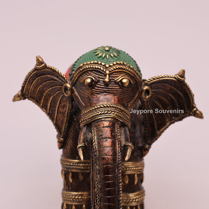Handcrafted Dhokra Brass Multi-Trunk Elephant Statue
