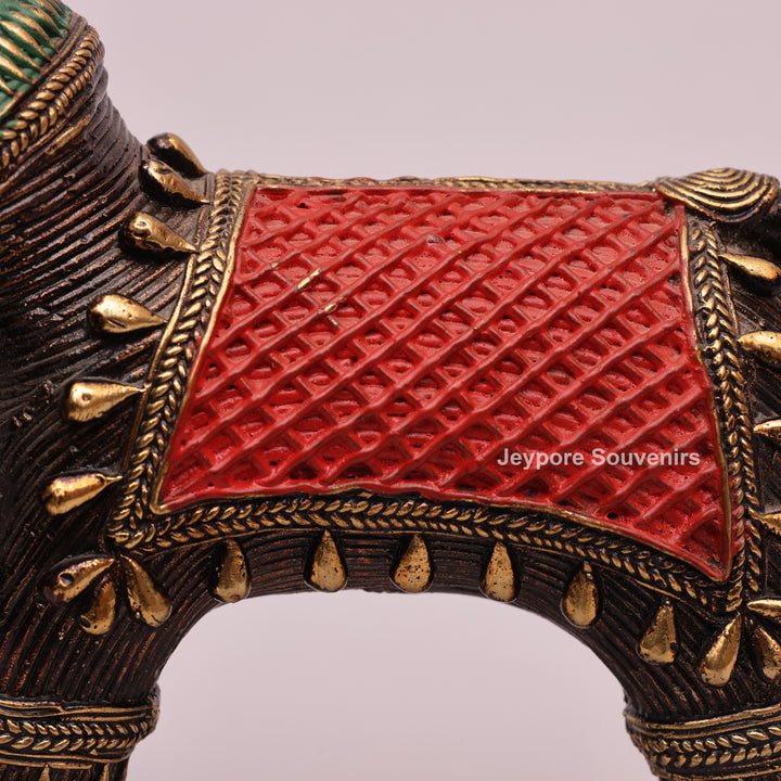 Handcrafted Dhokra Brass Multi-Trunk Elephant Statue
