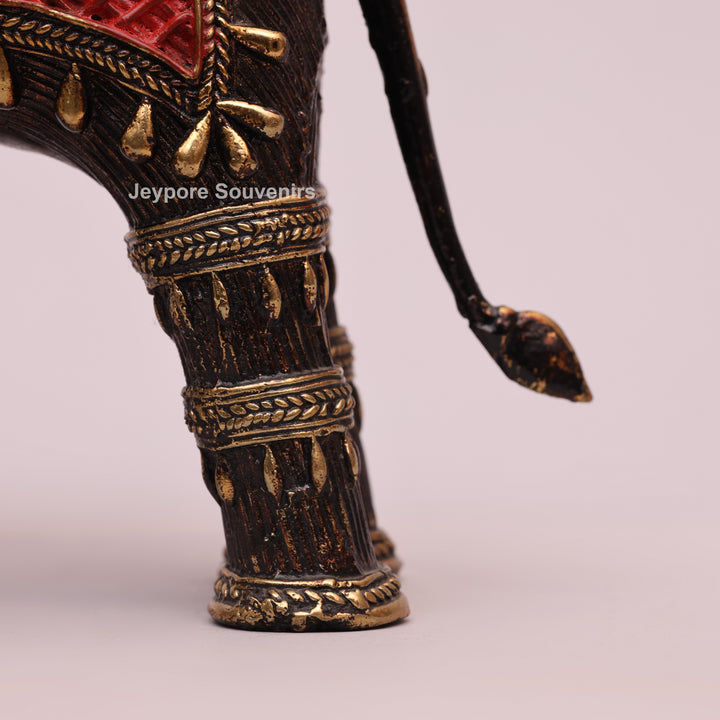 Handcrafted Dhokra Brass Multi-Trunk Elephant Statue