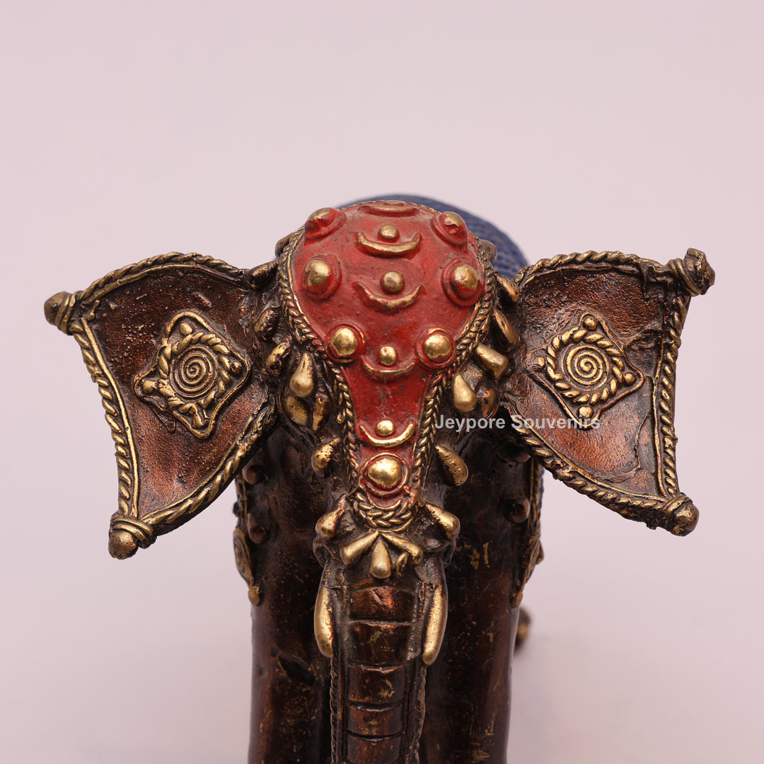 Handcrafted Dhokra Art Brass Elephant Sculpture