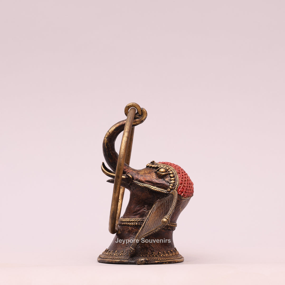 Brass Elephant Head Sculpture Dhokra Art