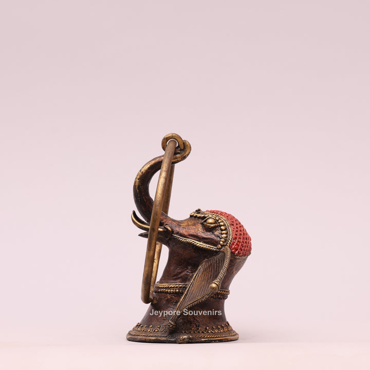 Brass Elephant Head Sculpture Dhokra Art