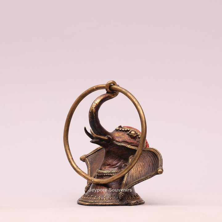 Brass Elephant Head Sculpture Dhokra Art