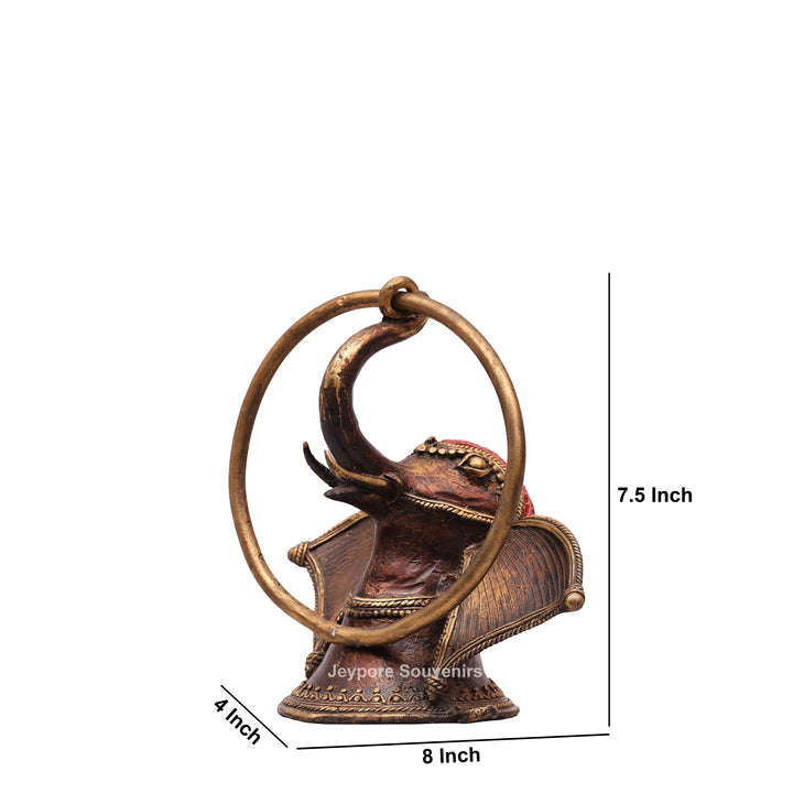 Brass Elephant Head Sculpture Dhokra Art