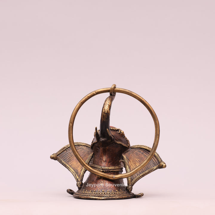 Brass Elephant Head Sculpture Dhokra Art