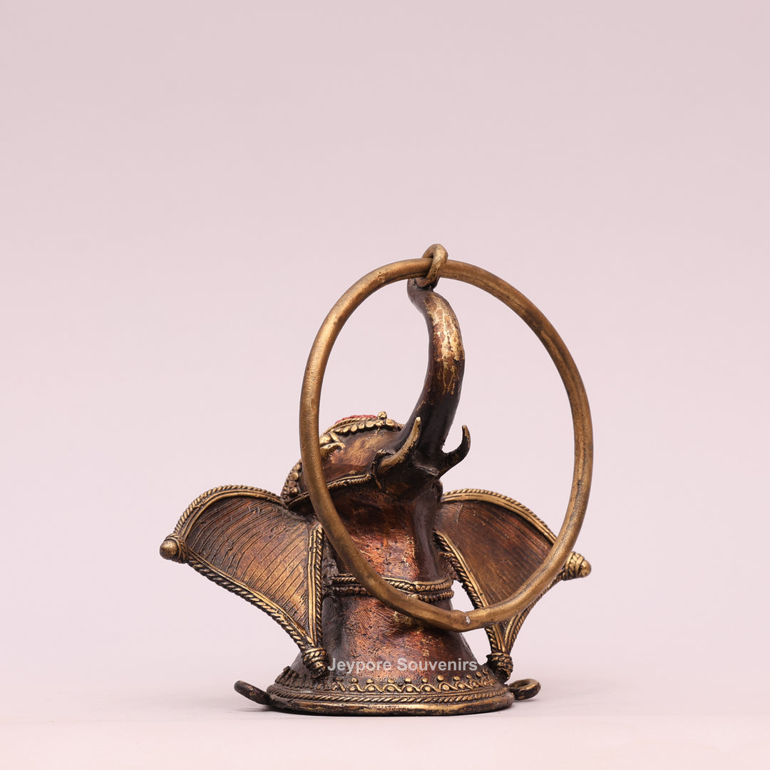 Brass Elephant Head Sculpture Dhokra Art