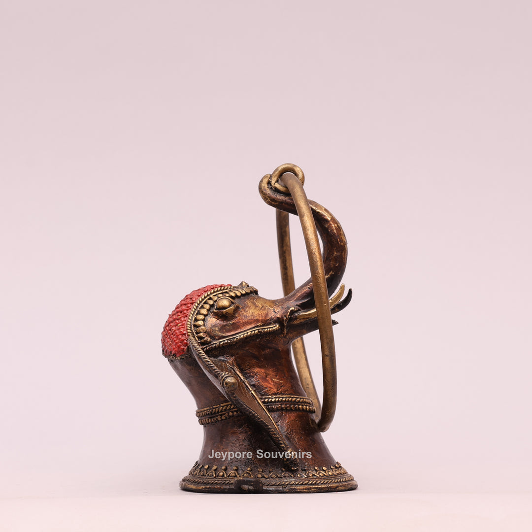 Brass Elephant Head Sculpture Dhokra Art