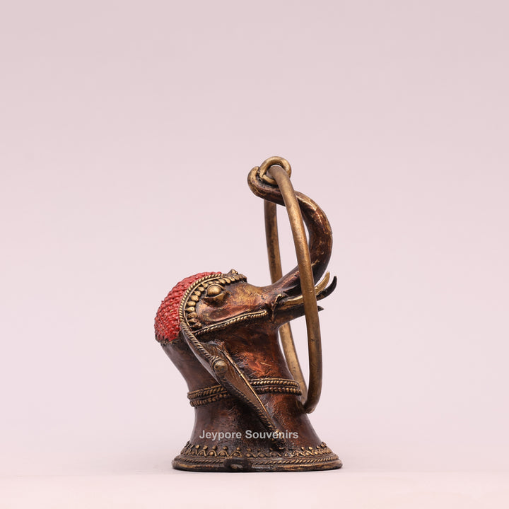 Brass Elephant Head Sculpture Dhokra Art