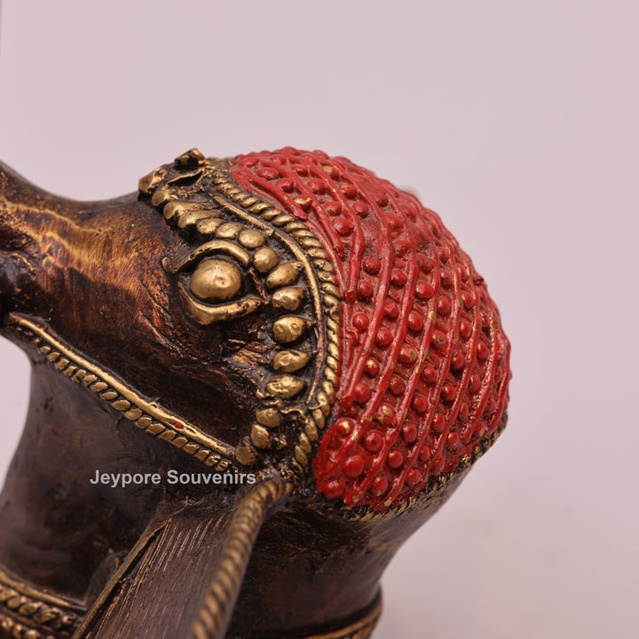 Brass Elephant Head Sculpture Dhokra Art