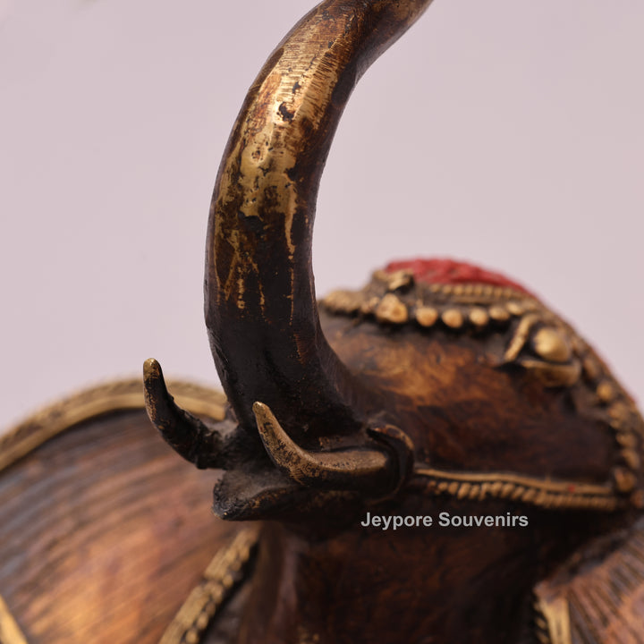 Brass Elephant Head Sculpture Dhokra Art