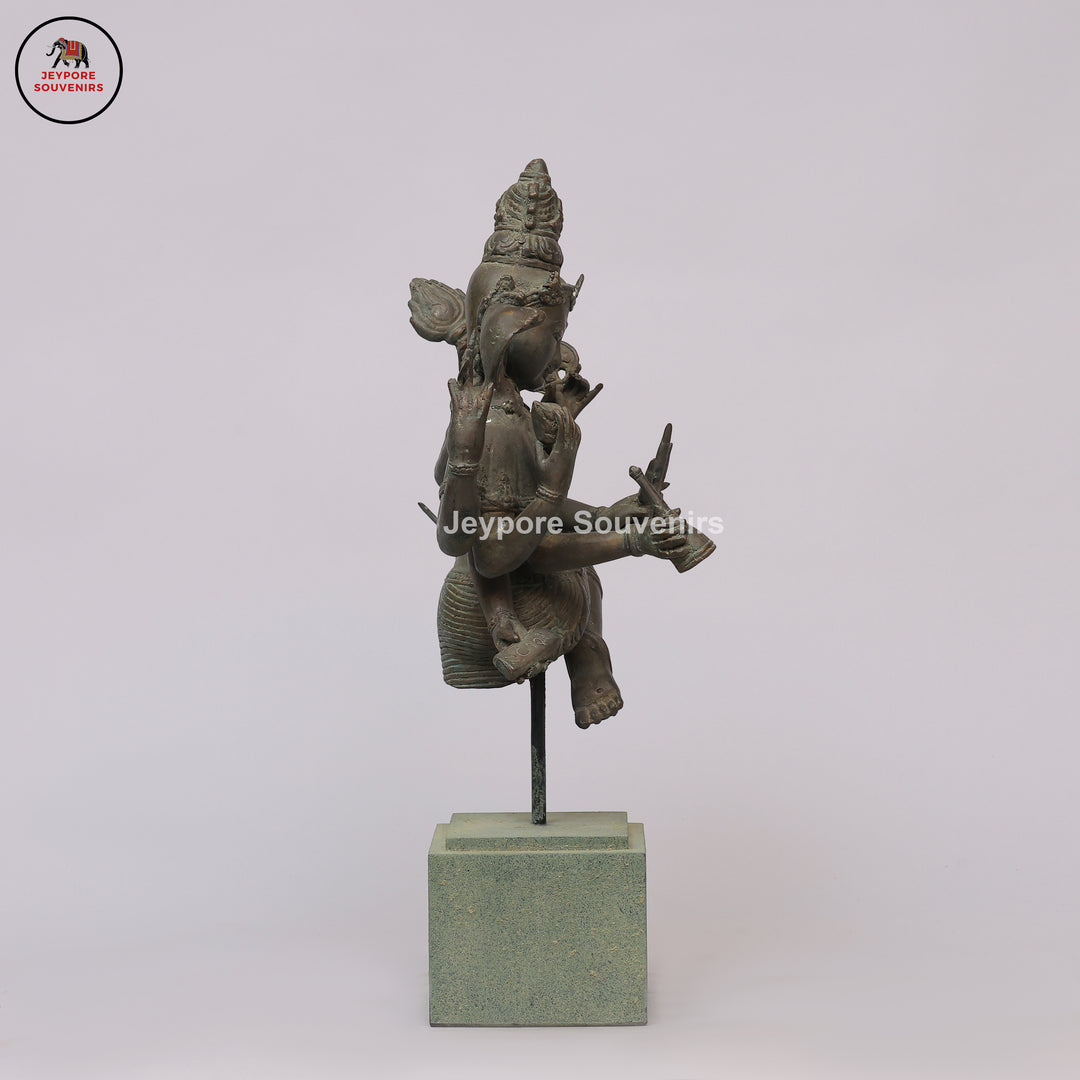 Handcrafted Bronze Dancing Lord Shiva Sculpture on Display Base