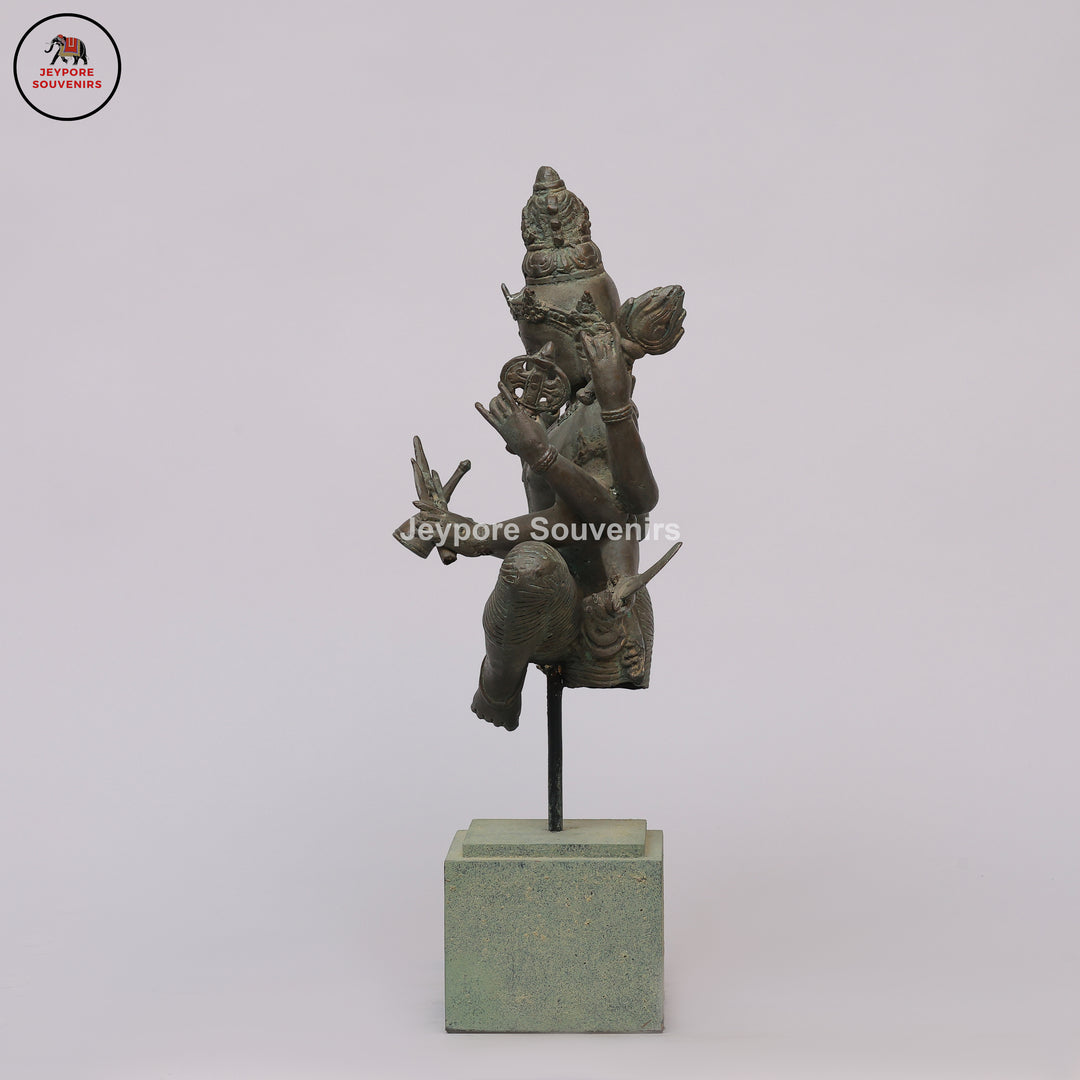 Handcrafted Bronze Dancing Lord Shiva Sculpture on Display Base