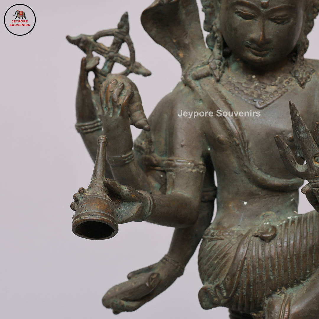 Handcrafted Bronze Dancing Lord Shiva Sculpture on Display Base
