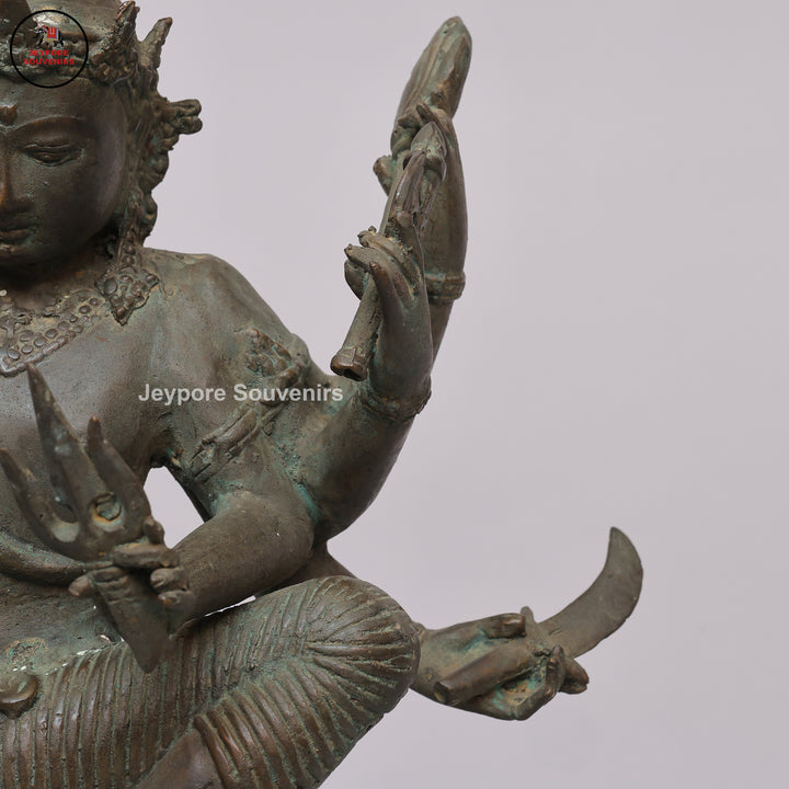 Handcrafted Bronze Dancing Lord Shiva Sculpture on Display Base