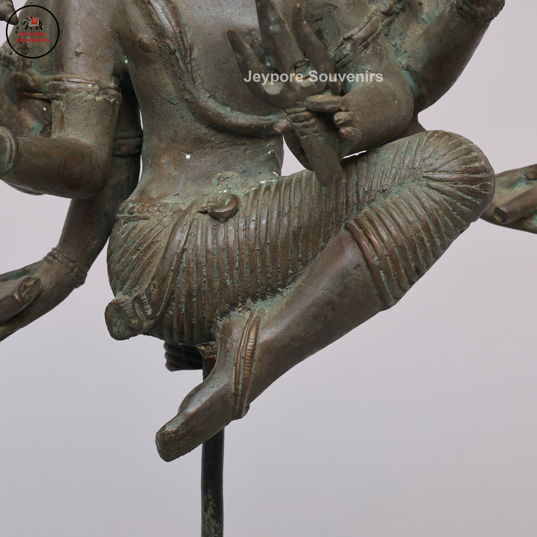 Handcrafted Bronze Dancing Lord Shiva Sculpture on Display Base