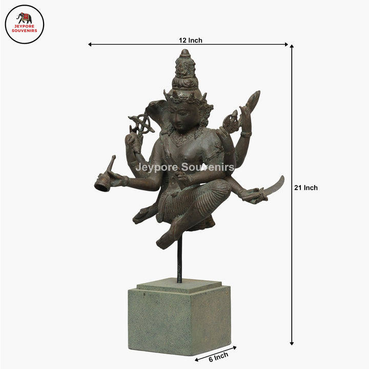 Handcrafted Bronze Dancing Lord Shiva Sculpture on Display Base