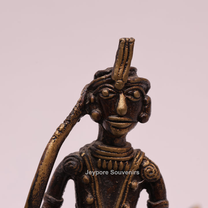 Handcrafted Brass Dhokra Horse with a Rider Sculpture