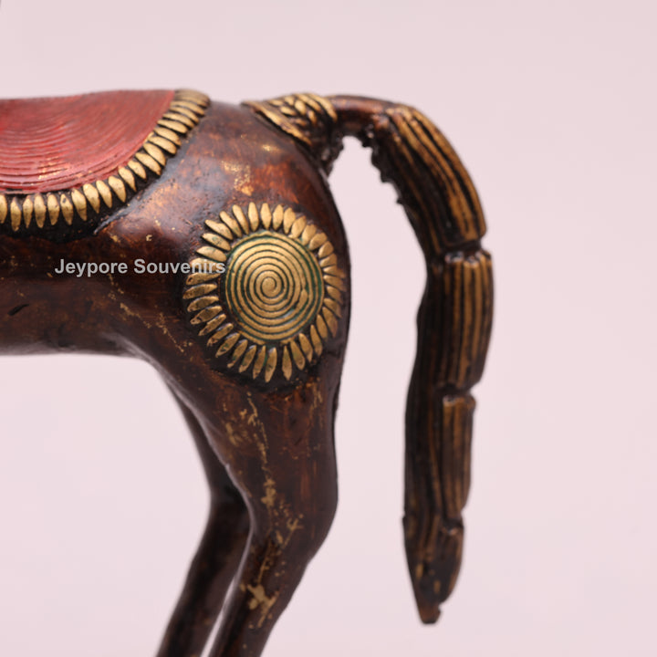 Handcrafted Brass Dhokra Horse with a Rider Sculpture