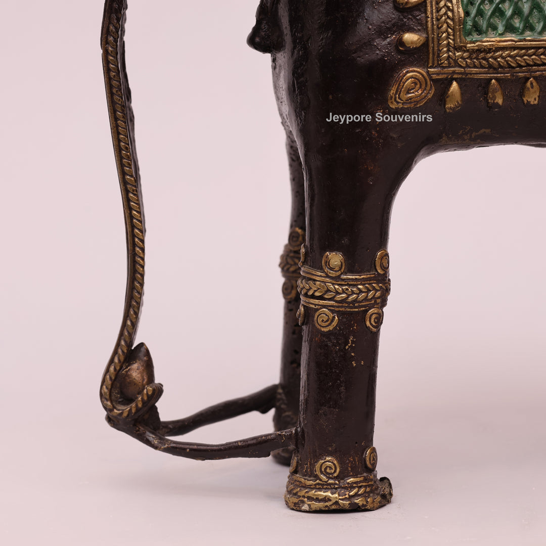 Handcrafted Brass Dhokra Elephant Sculpture