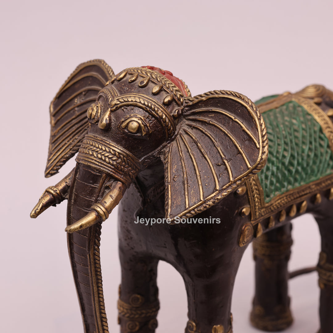Handcrafted Brass Dhokra Elephant Sculpture