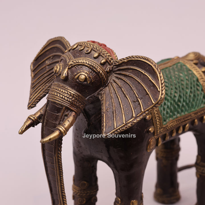 Handcrafted Brass Dhokra Elephant Sculpture
