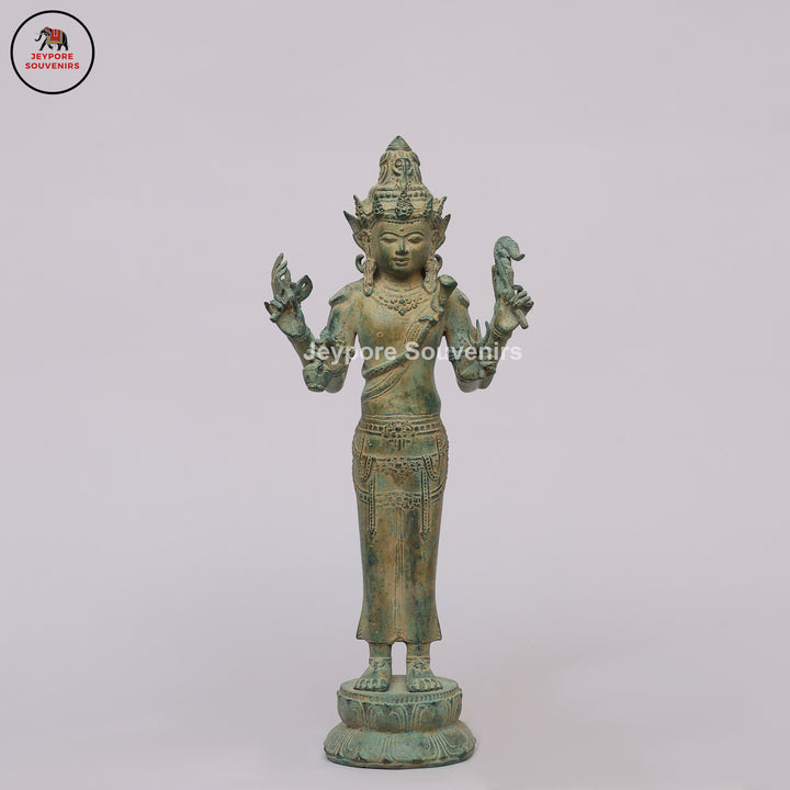Antique Bronze Multi-Armed Shiva Statue on Lotus Base