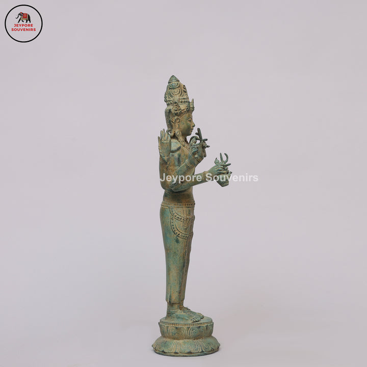 Antique Bronze Multi-Armed Shiva Statue on Lotus Base