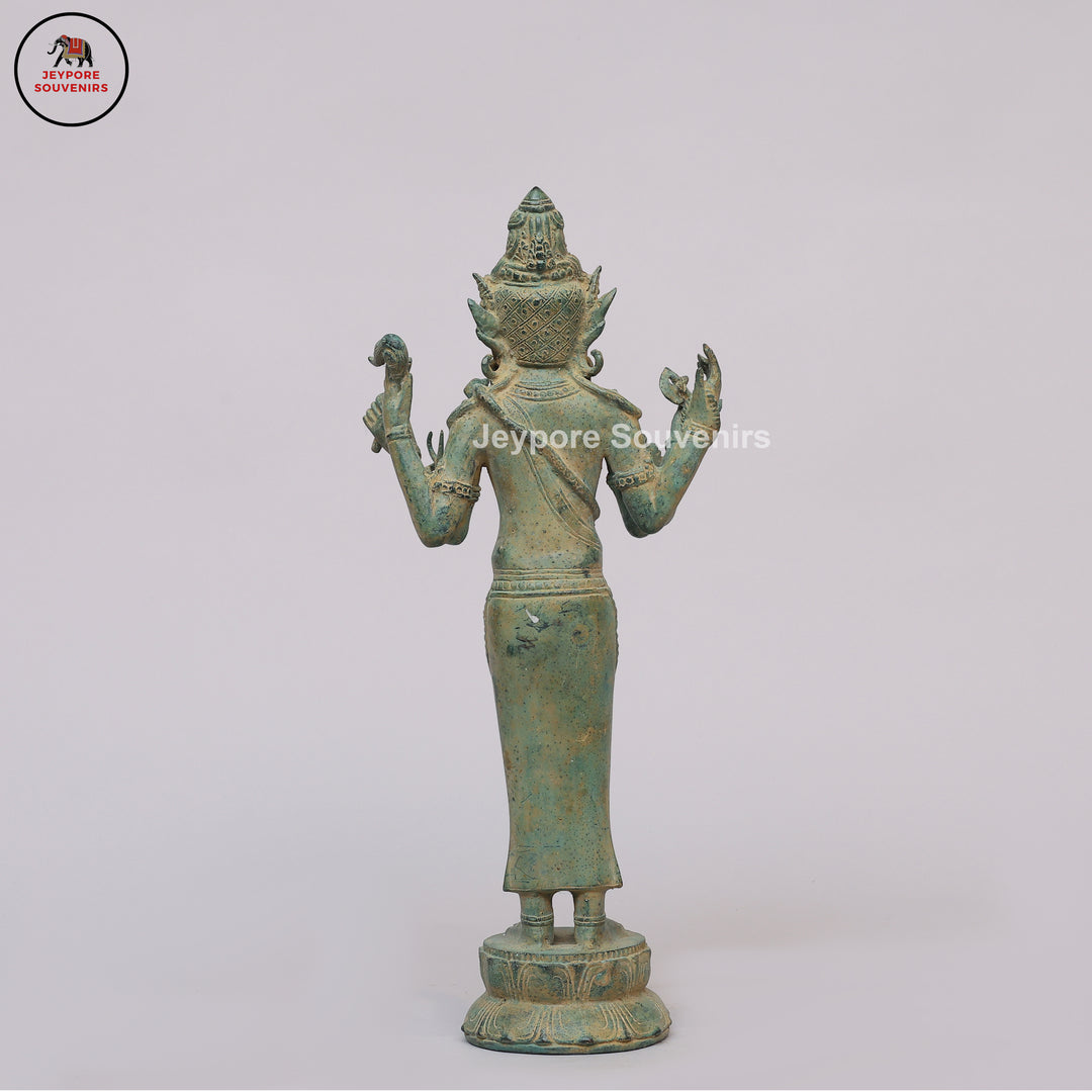 Antique Bronze Multi-Armed Shiva Statue on Lotus Base