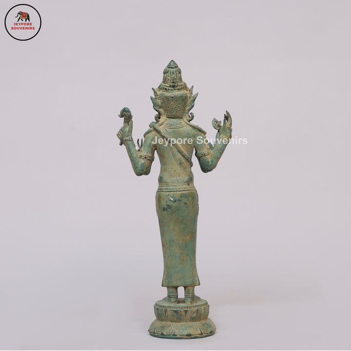 Antique Bronze Multi-Armed Shiva Statue on Lotus Base