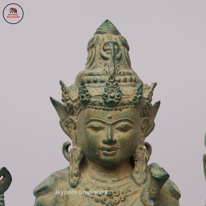 Antique Bronze Multi-Armed Shiva Statue on Lotus Base