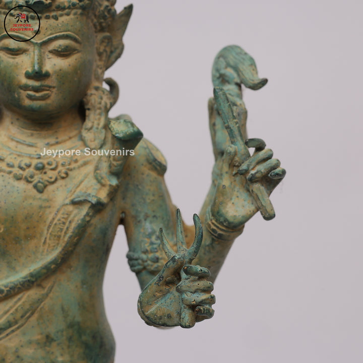 Antique Bronze Multi-Armed Shiva Statue on Lotus Base