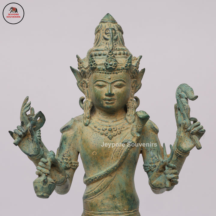 Antique Bronze Multi-Armed Shiva Statue on Lotus Base
