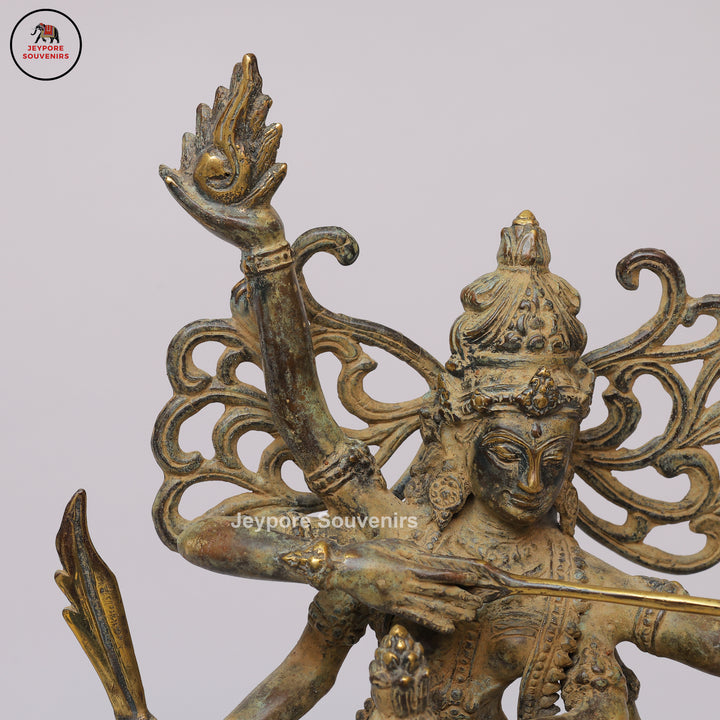 Handcrafted Indonesian-Style Multi-Armed Divine Warrior Bronze Statue
