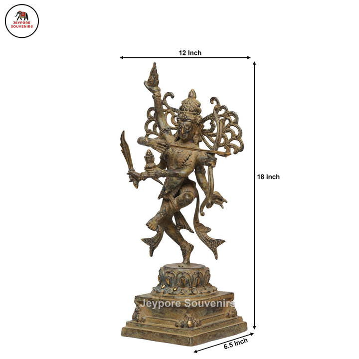 Handcrafted Indonesian-Style Multi-Armed Divine Warrior Bronze Statue