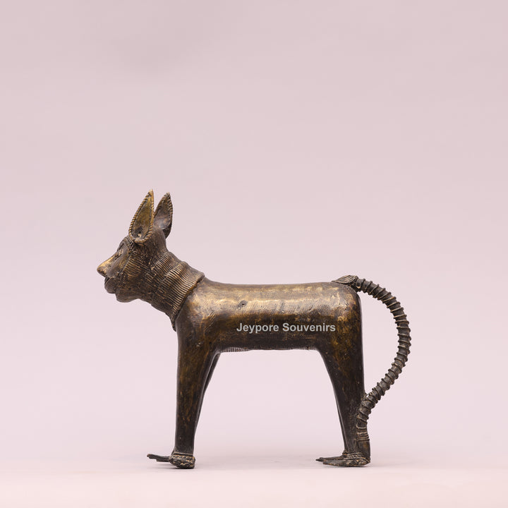 Handcrafted Dhokra Brass Feline Sculpture for Home Decor