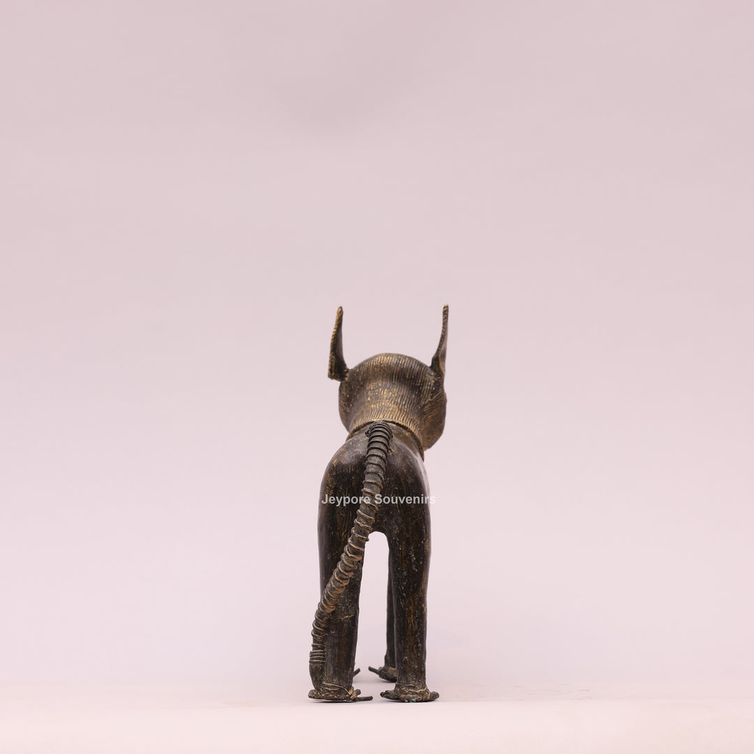 Handcrafted Dhokra Brass Feline Sculpture for Home Decor