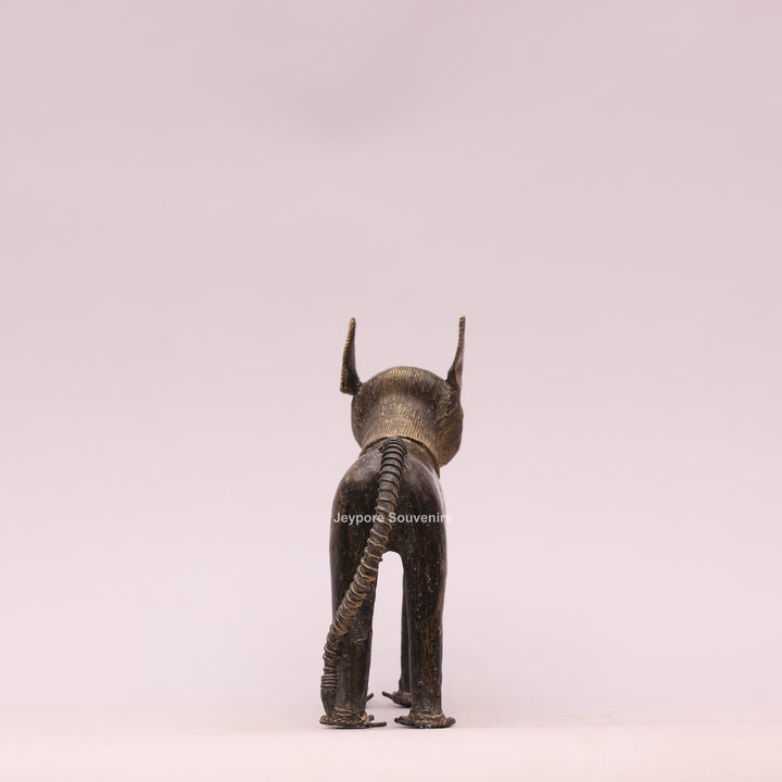 Handcrafted Dhokra Brass Feline Sculpture for Home Decor