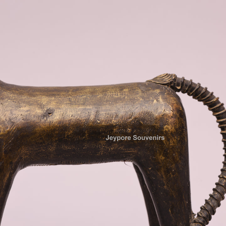 Handcrafted Dhokra Brass Feline Sculpture for Home Decor