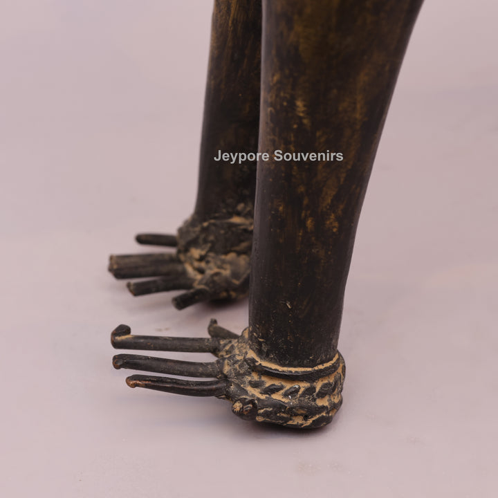 Handcrafted Dhokra Brass Feline Sculpture for Home Decor