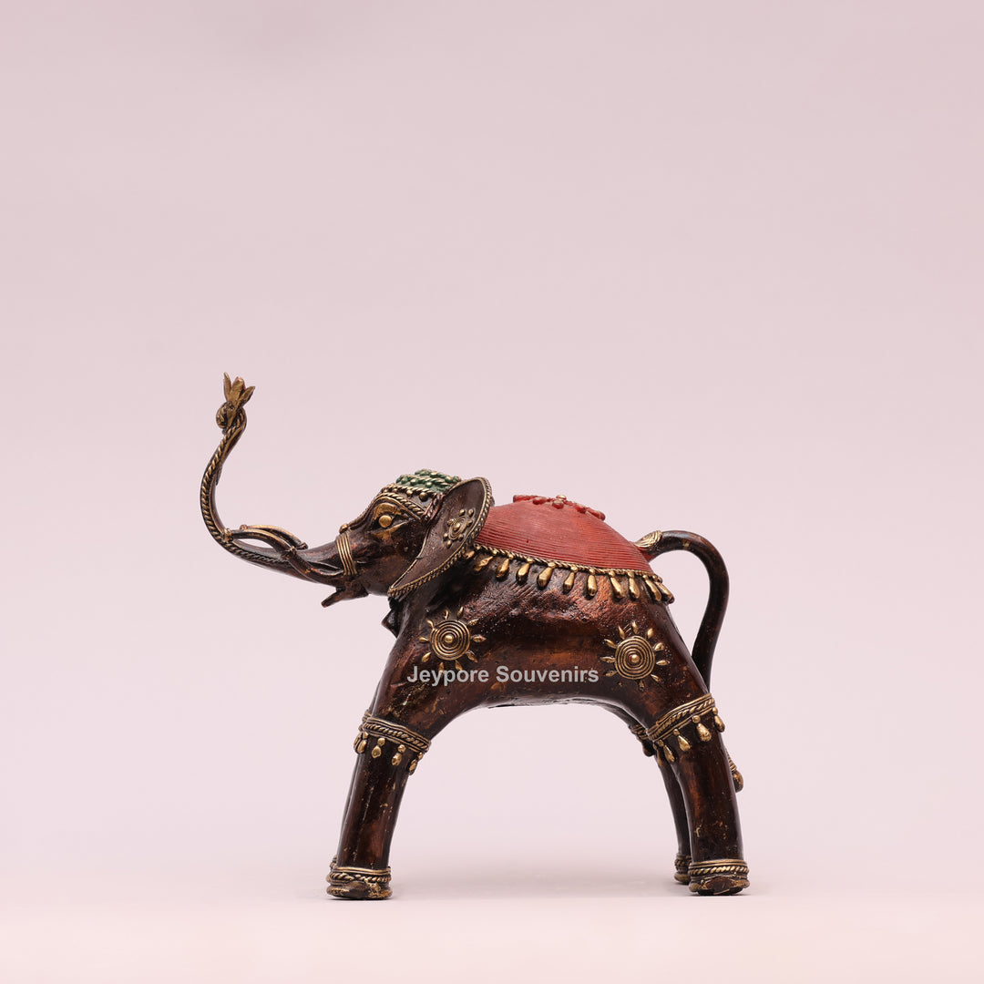 Handcrafted Antique Dhokra Brass Elephant Sculpture