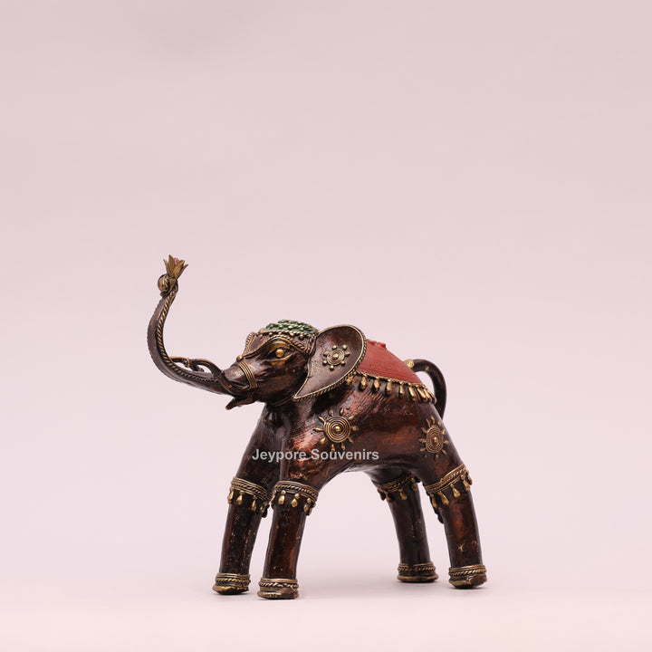 Handcrafted Antique Dhokra Brass Elephant Sculpture