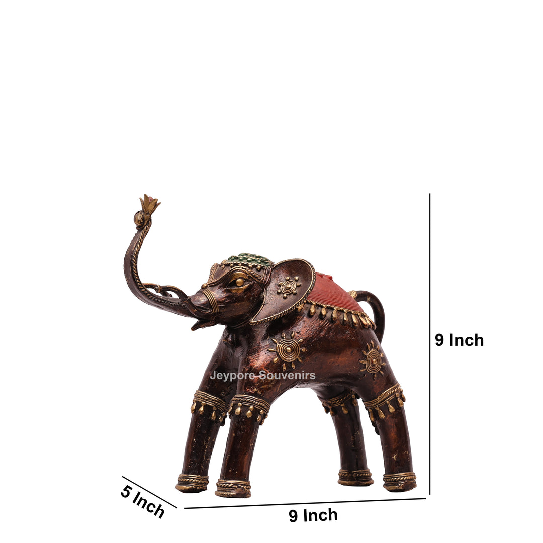 Handcrafted Antique Dhokra Brass Elephant Sculpture