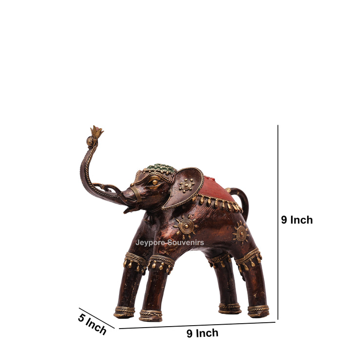 Handcrafted Antique Dhokra Brass Elephant Sculpture
